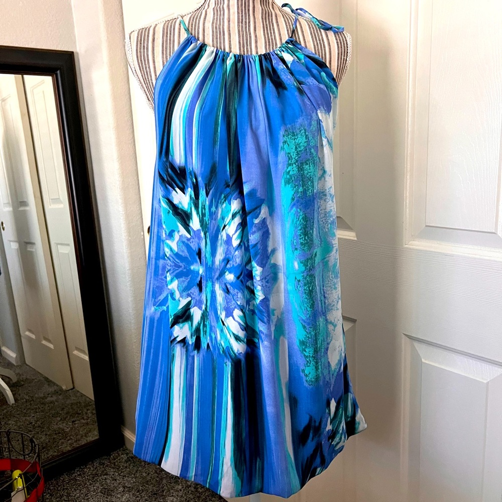 Bcbgmaxazria Blue Abstract Patterned Mini Dress W… - image 2